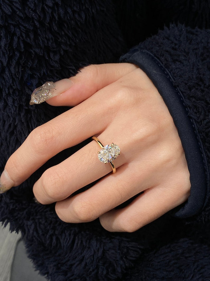 1.50ct-2.50ct Oval Cut Lab Grown Diamond Solitaire Engagement Ring