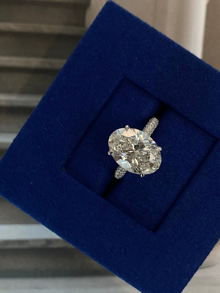 1.50ct-2.50ct Oval Cut Lab Grown Diamond Micro Pave Engagement Ring