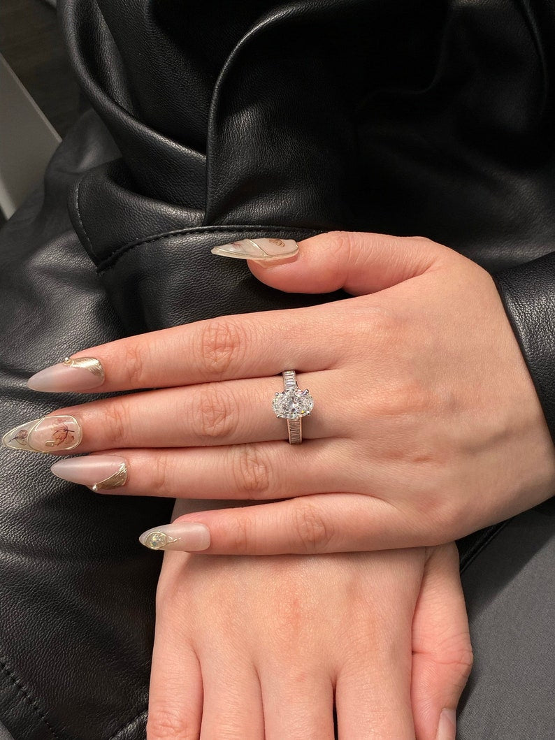 1.50ct-2.50ct Oval Cut Lab Grown Diamond Channel Setting Pave Engagement Ring