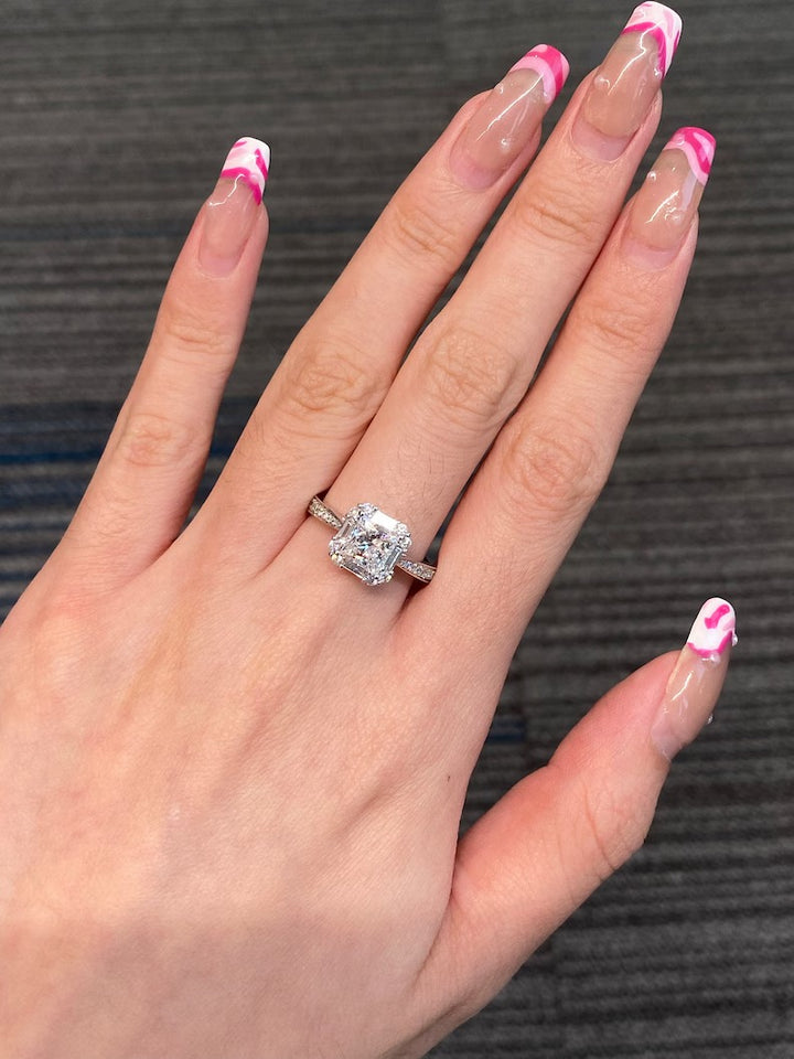 1.0ct-2.0ct Princess Cut Lab Grown Cluster Halo Diamond Engagement Ring