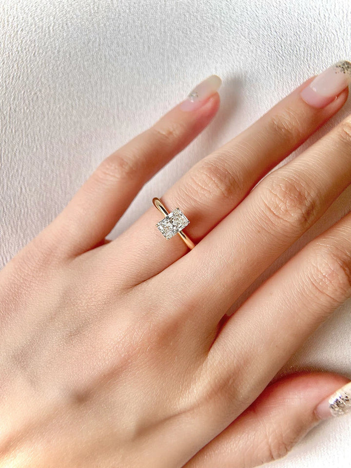 1.0ct-2.0ct Radiant Cut Lab Grown Solitaire Diamond Engagement Ring