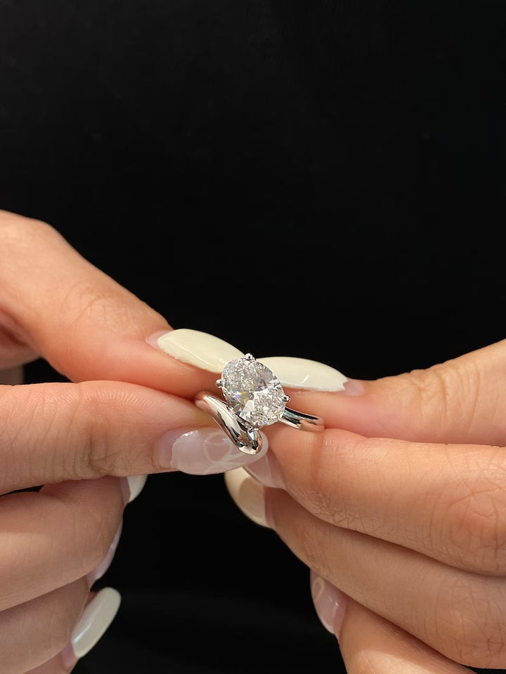 1.50ct-2.50ct Oval Cut Lab Grown Diamond Bypass Engagement Ring