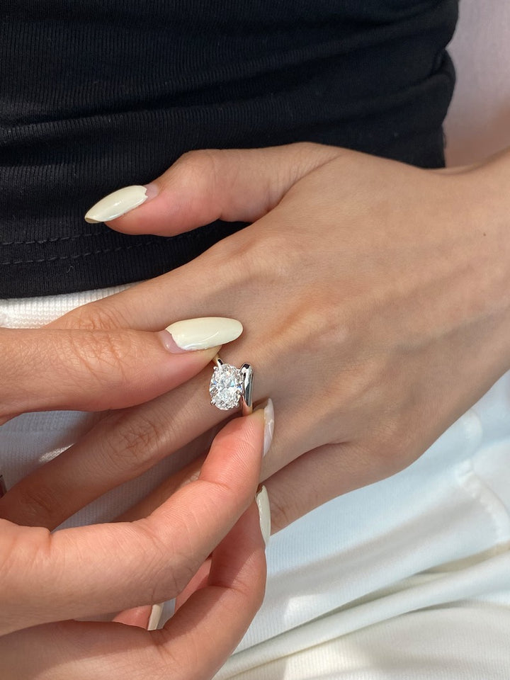1.50ct-2.50ct Oval Cut Lab Grown Diamond Bypass Engagement Ring