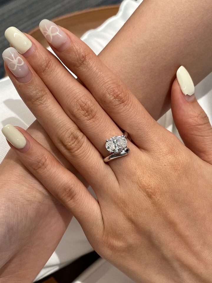 1.50ct-2.50ct Oval Cut Lab Grown Diamond Bypass Engagement Ring