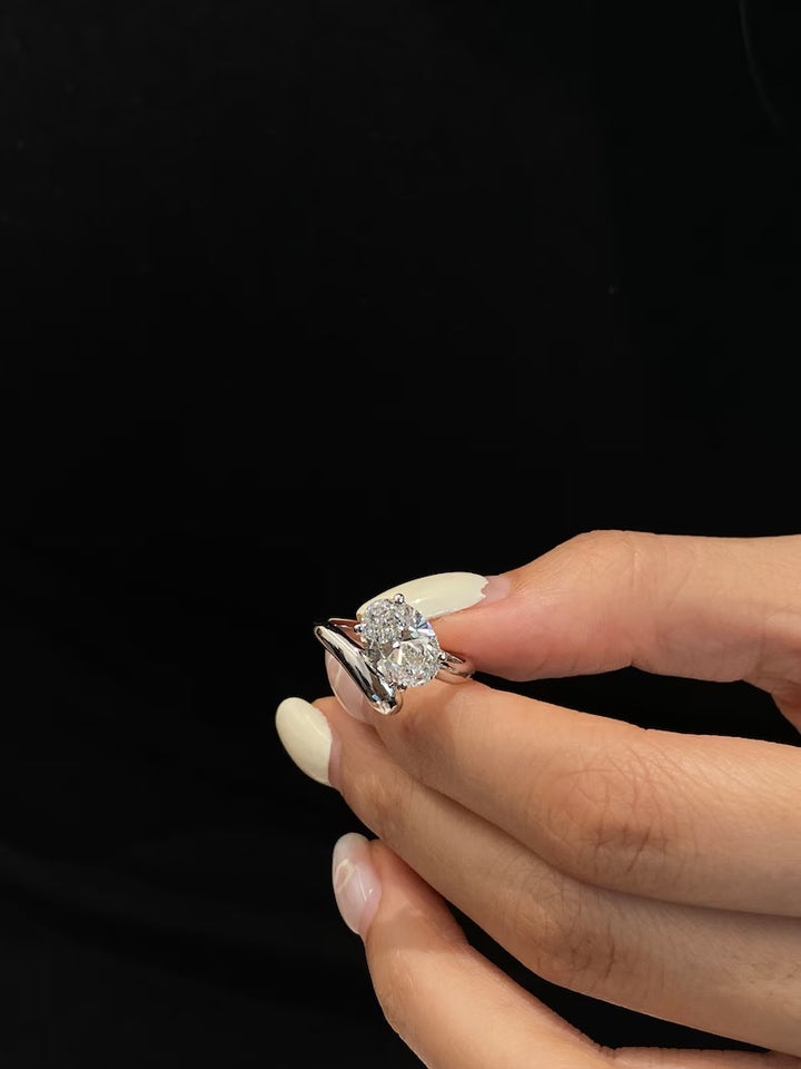 1.50ct-2.50ct Oval Cut Lab Grown Diamond Bypass Engagement Ring