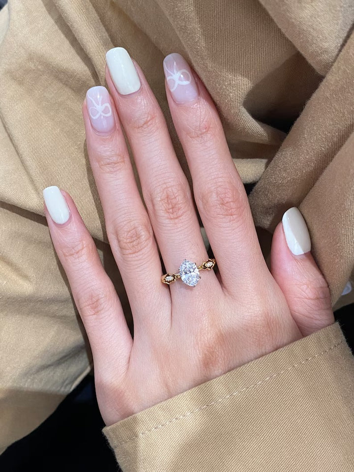 1.0ct-2.0ct Oval Cut Lab Grown Diamond Vintage Engagement Ring