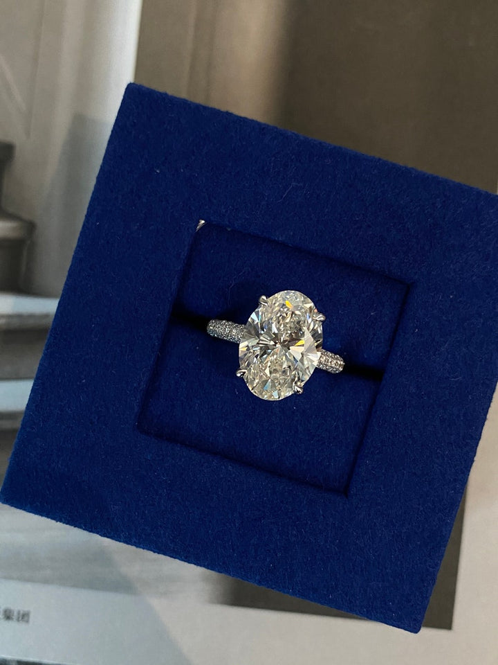 1.50ct-2.50ct Oval Cut Lab Grown Diamond Micro Pave Engagement Ring