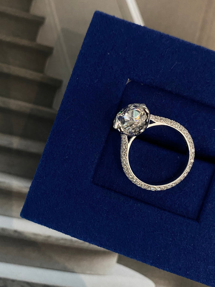 1.50ct-2.50ct Oval Cut Lab Grown Diamond Micro Pave Engagement Ring