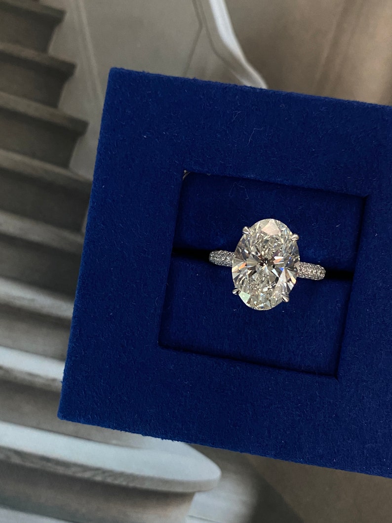 1.50ct-2.50ct Oval Cut Lab Grown Diamond Micro Pave Engagement Ring