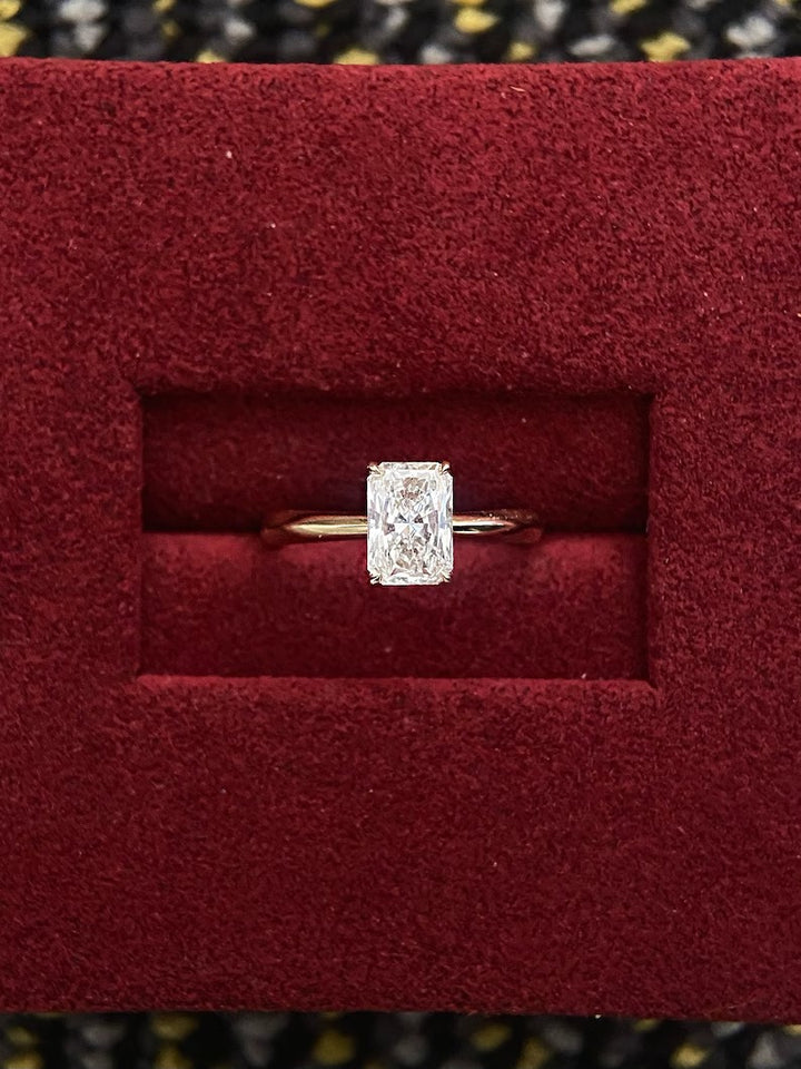 1.0ct-2.0ct Radiant Cut Lab Grown Solitaire Diamond Engagement Ring