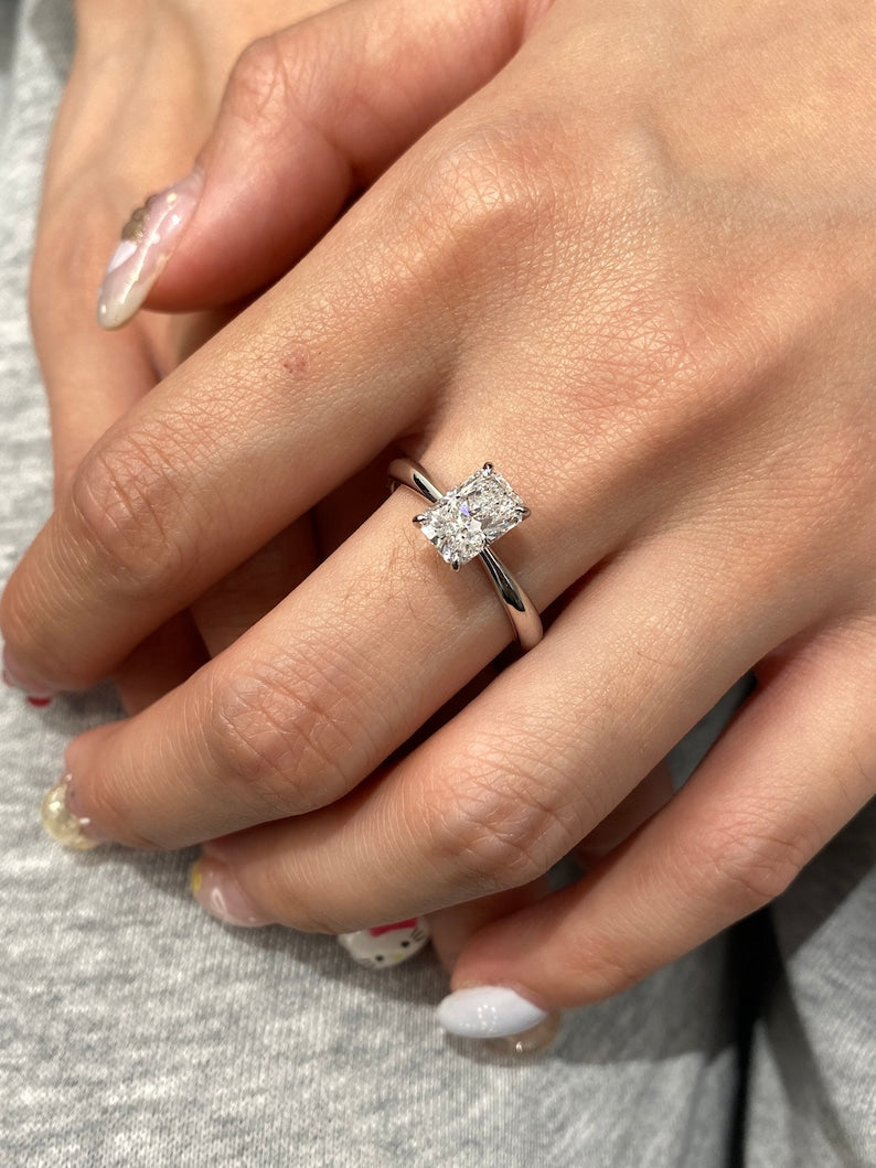 1.50ct-2.50ct Radiant Cut Lab Grown Diamond Solitaire Engagement Ring