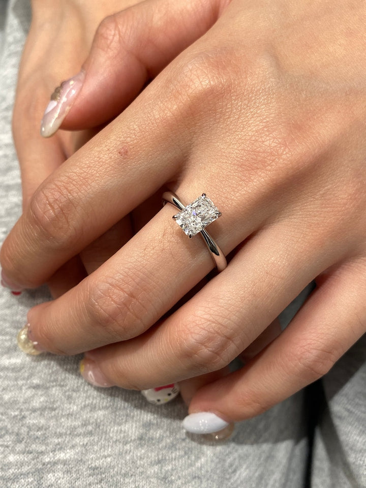 1.50ct-2.50ct Radiant Cut Lab Grown Diamond Solitaire Engagement Ring