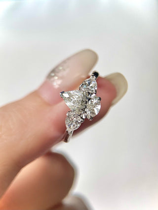 1.0ct-2.0ct Pear Cut Lab Grown Diamond Three Stone Engagement Ring