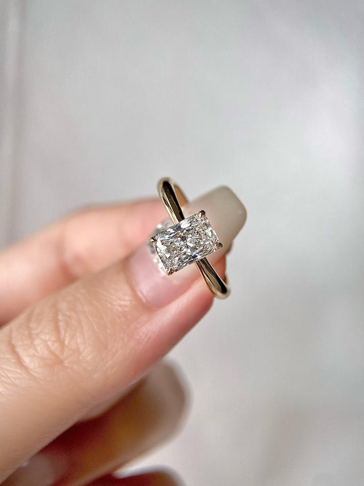 1.0ct-2.0ct Radiant Cut Lab Grown Solitaire Diamond Engagement Ring