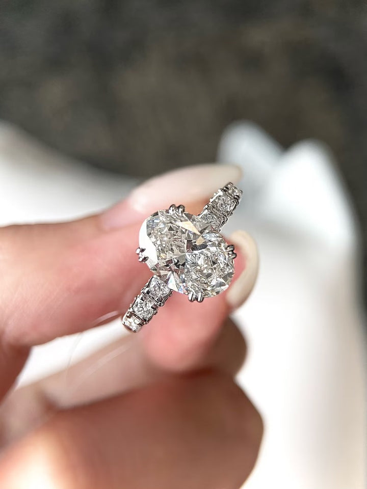 1.50ct-2.50ct Oval Cut Lab Grown Diamond Pave Engagement Ring