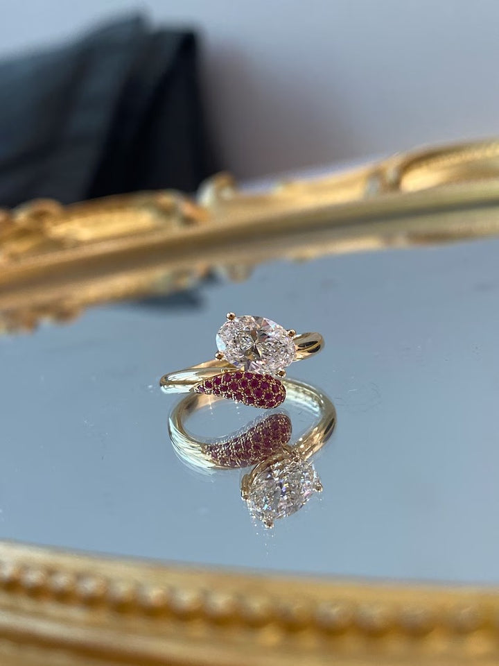 1.50ct-2.50ct Oval Cut Lab Grown Diamond Unique Engagement Ring