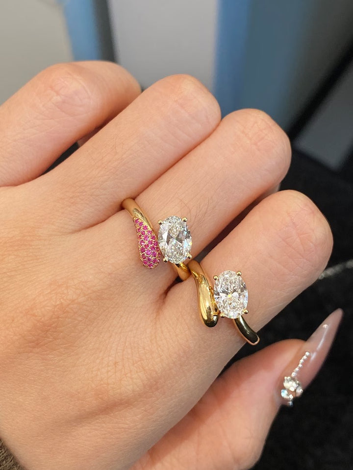 1.50ct-2.50ct Oval Cut Lab Grown Diamond Unique Engagement Ring