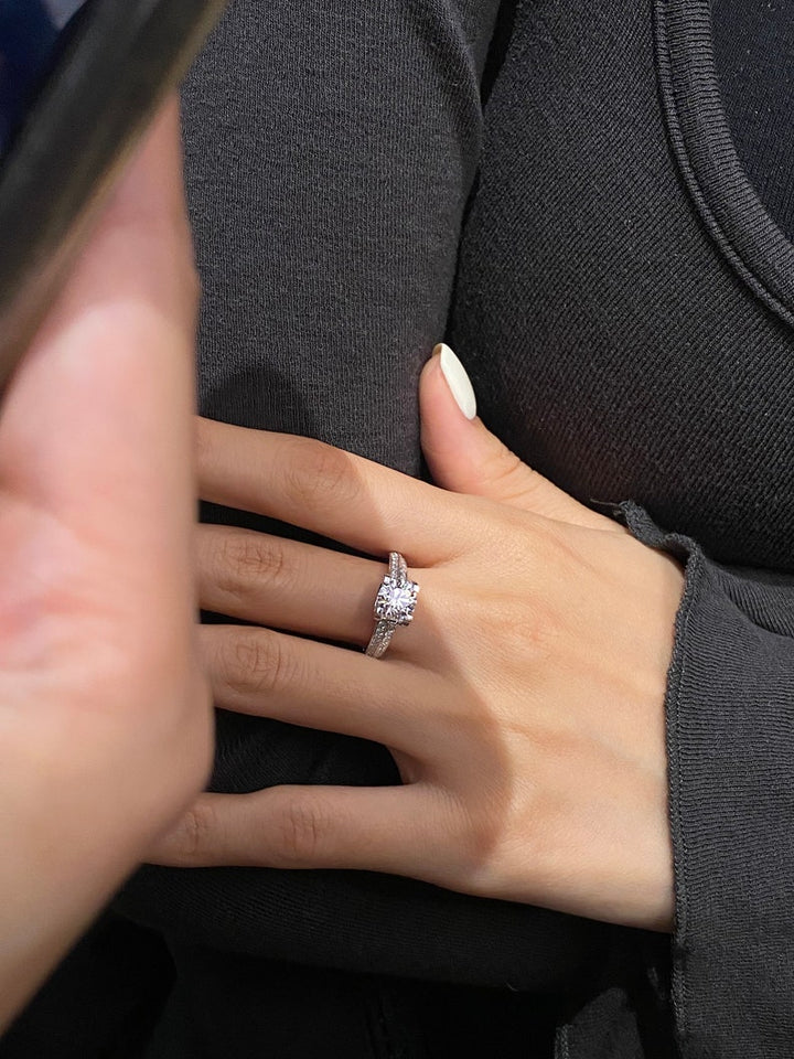 1.0ct-2.0ct Round Cut Lab Grown Double Pave Diamond Engagement Ring