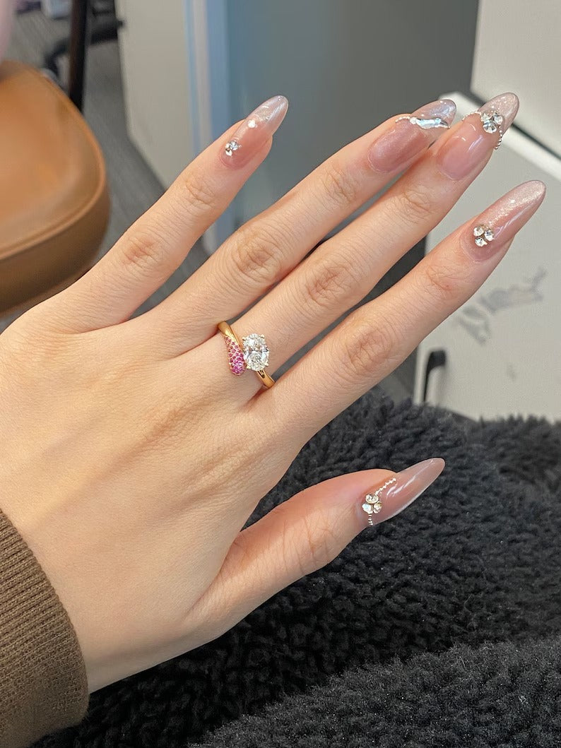 1.50ct-2.50ct Oval Cut Lab Grown Diamond Unique Engagement Ring
