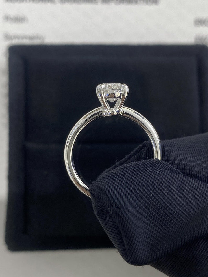 1.0ct-2.0ct Oval Cut Lab Grown Thick Band Diamond Engagement Ring