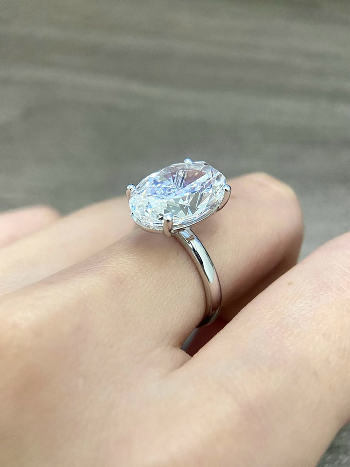 6.0ct-8.0ct Oval Cut Lab Grown Diamond Solitaire Engagement Ring