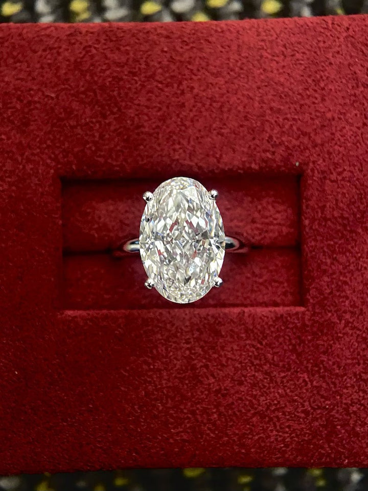 6.0ct-8.0ct Oval Cut Lab Grown Diamond Solitaire Engagement Ring