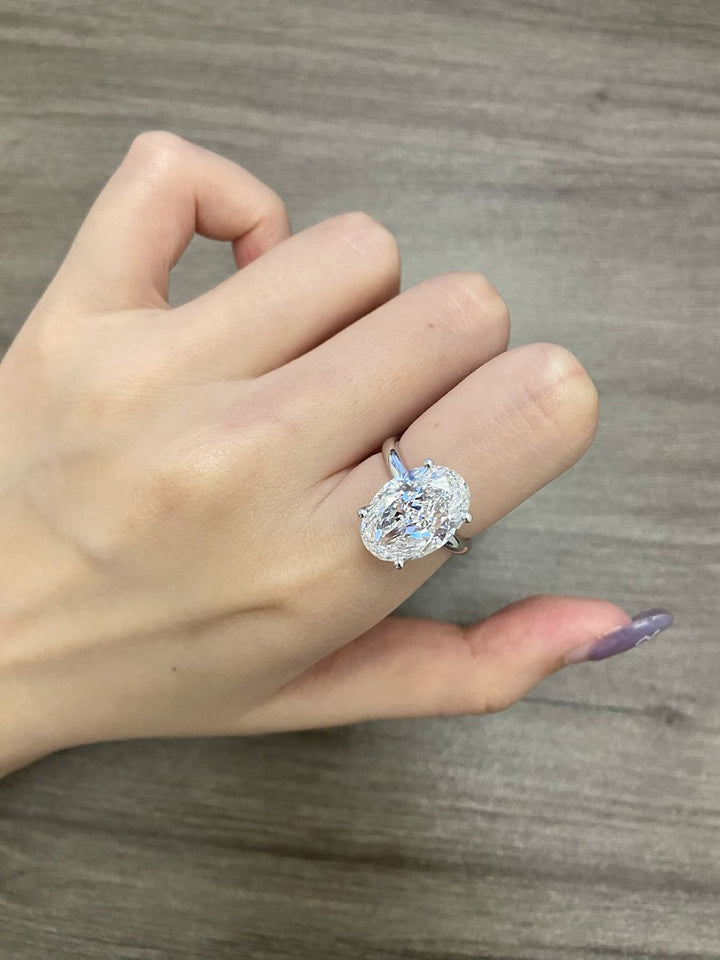 6.0ct-8.0ct Oval Cut Lab Grown Diamond Solitaire Engagement Ring