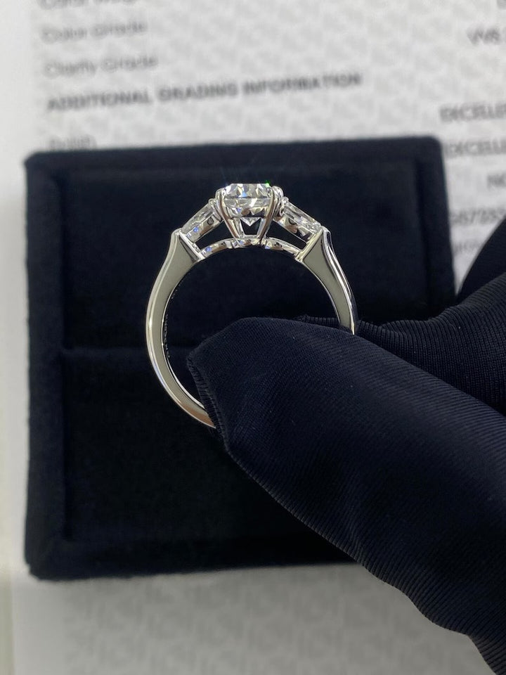 1.0ct-2.0ct Oval Cut Lab Grown Three Stone Diamond Engagement Ring