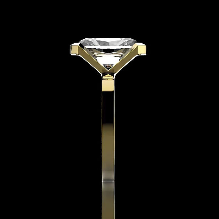 1.50ct-2.50ct half Bezel Set Radiant Cut Lab Grown Diamond Engagement Ring