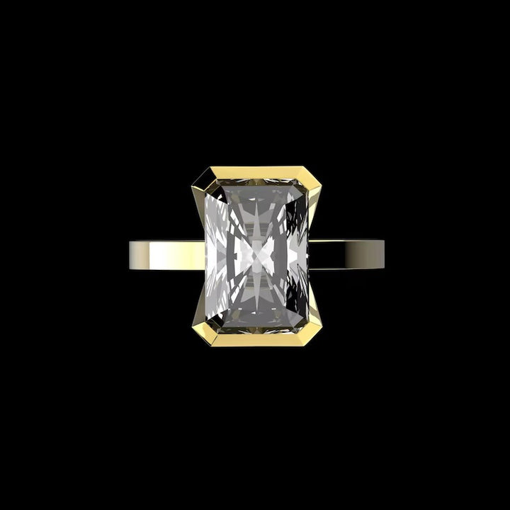 1.50ct-2.50ct half Bezel Set Radiant Cut Lab Grown Diamond Engagement Ring