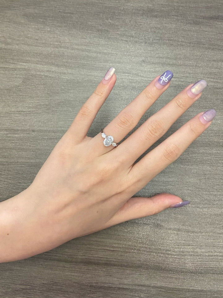 1.50ct-2.50ct Oval Cut Lab Grown Three Stone Diamond Engagement Ring