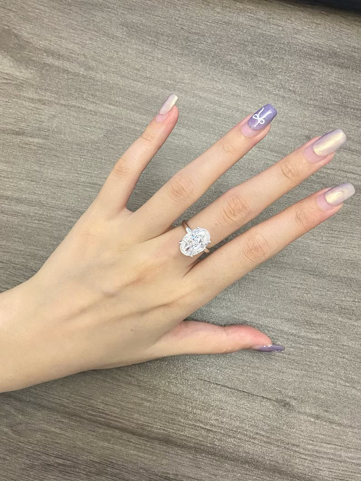6.0ct-8.0ct Oval Cut Lab Grown Diamond Solitaire Engagement Ring