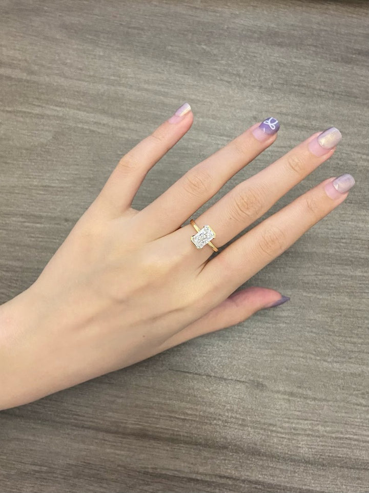 1.50ct-2.50ct half Bezel Set Radiant Cut Lab Grown Diamond Engagement Ring