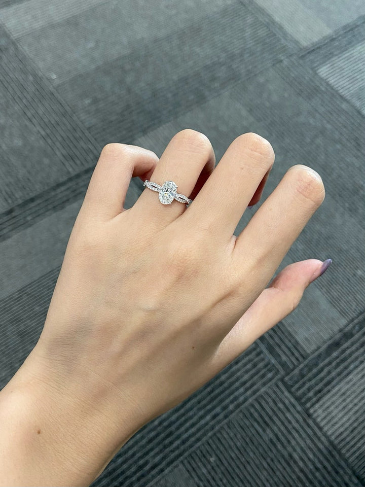 1.50ct-2.50ct Oval Cut Lab Grown Diamond Infinity Engagement Ring