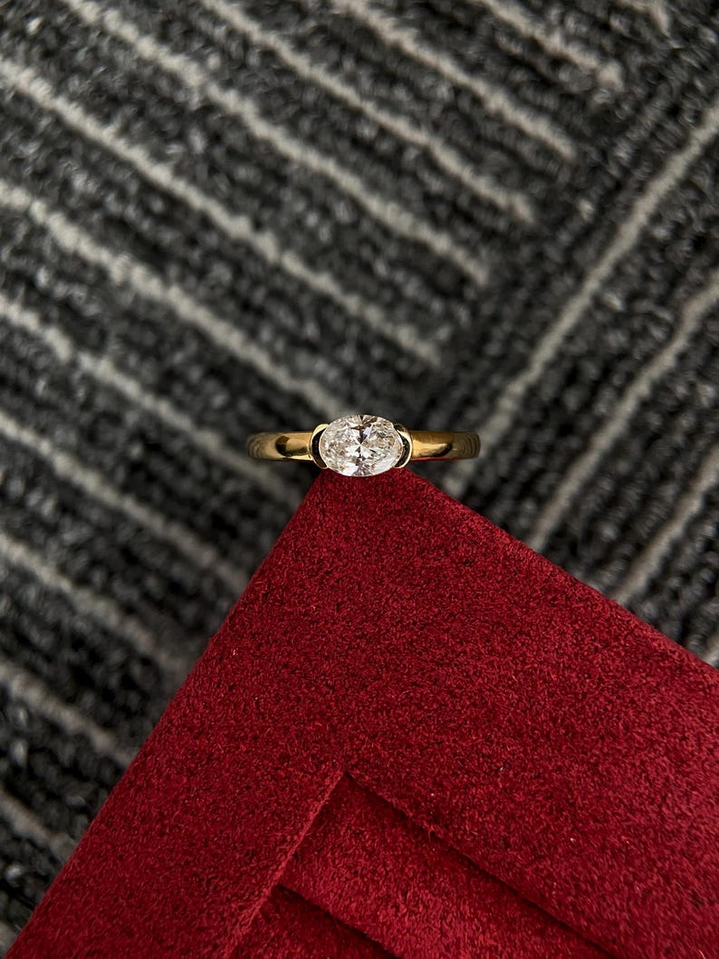 0.5ct-1.50ct East West Oval Cut Lab Grown Diamond Engagement Ring