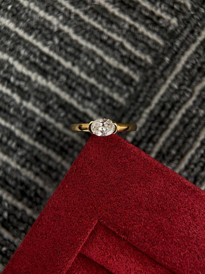 0.5ct-1.50ct East West Oval Cut Lab Grown Diamond Engagement Ring