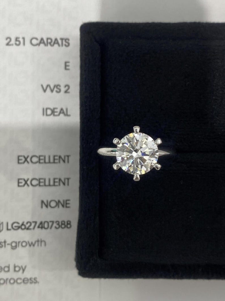 2.50ct-3.50ct Round Cut Lab Grown Diamond Solitaire Engagement Ring