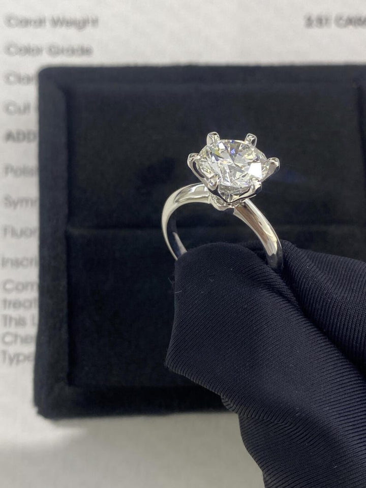 2.50ct-3.50ct Round Cut Lab Grown Diamond Solitaire Engagement Ring