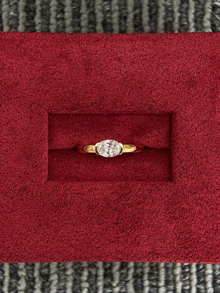 0.5ct-1.50ct East West Oval Cut Lab Grown Diamond Engagement Ring