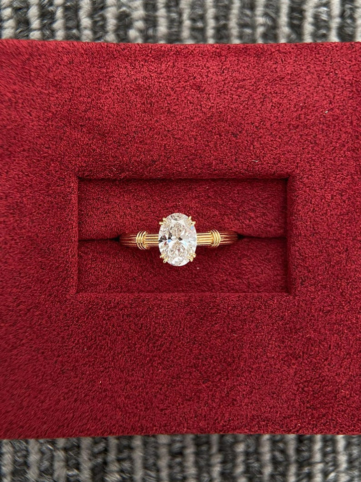 1.0ct-2.0ct Oval Cut Lab Grown Thick Band Diamond Engagement Ring