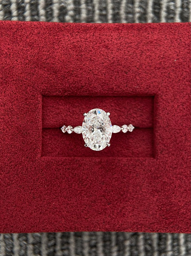 2.50ct-3.50ct Oval Cut Lab Grown Diamond Pave Engagement Ring