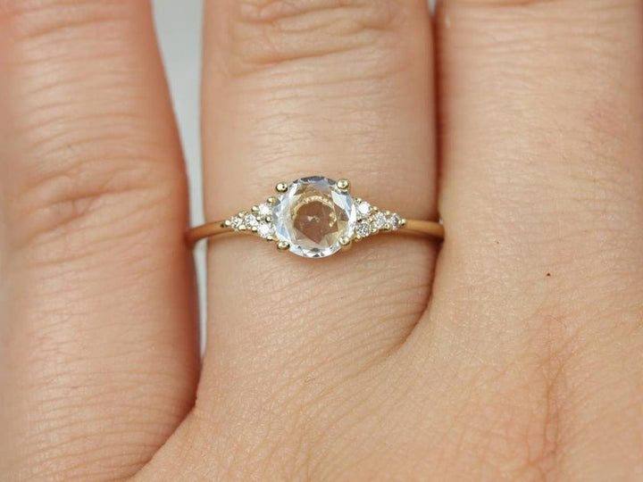 1.50CT Rose Round Cut Lab Grown Cluster Diamond Engagement Ring