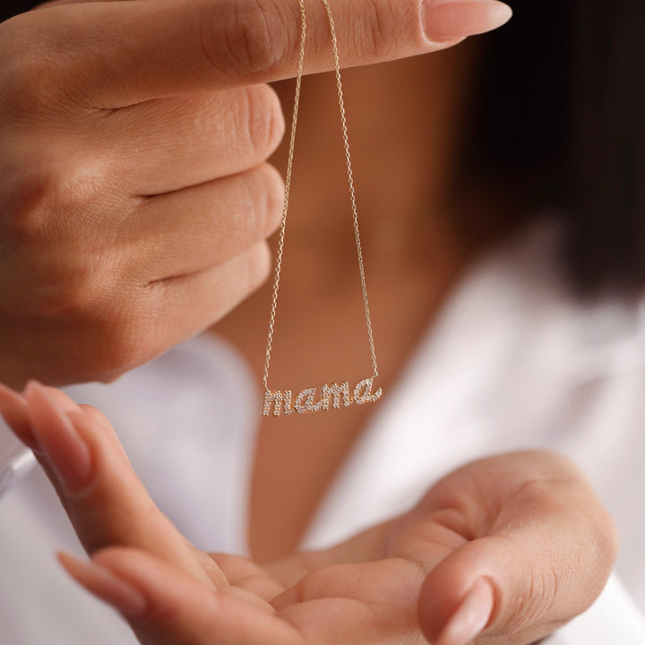 Diamond CVD MAMA Necklace in 14K Yellow Gold
