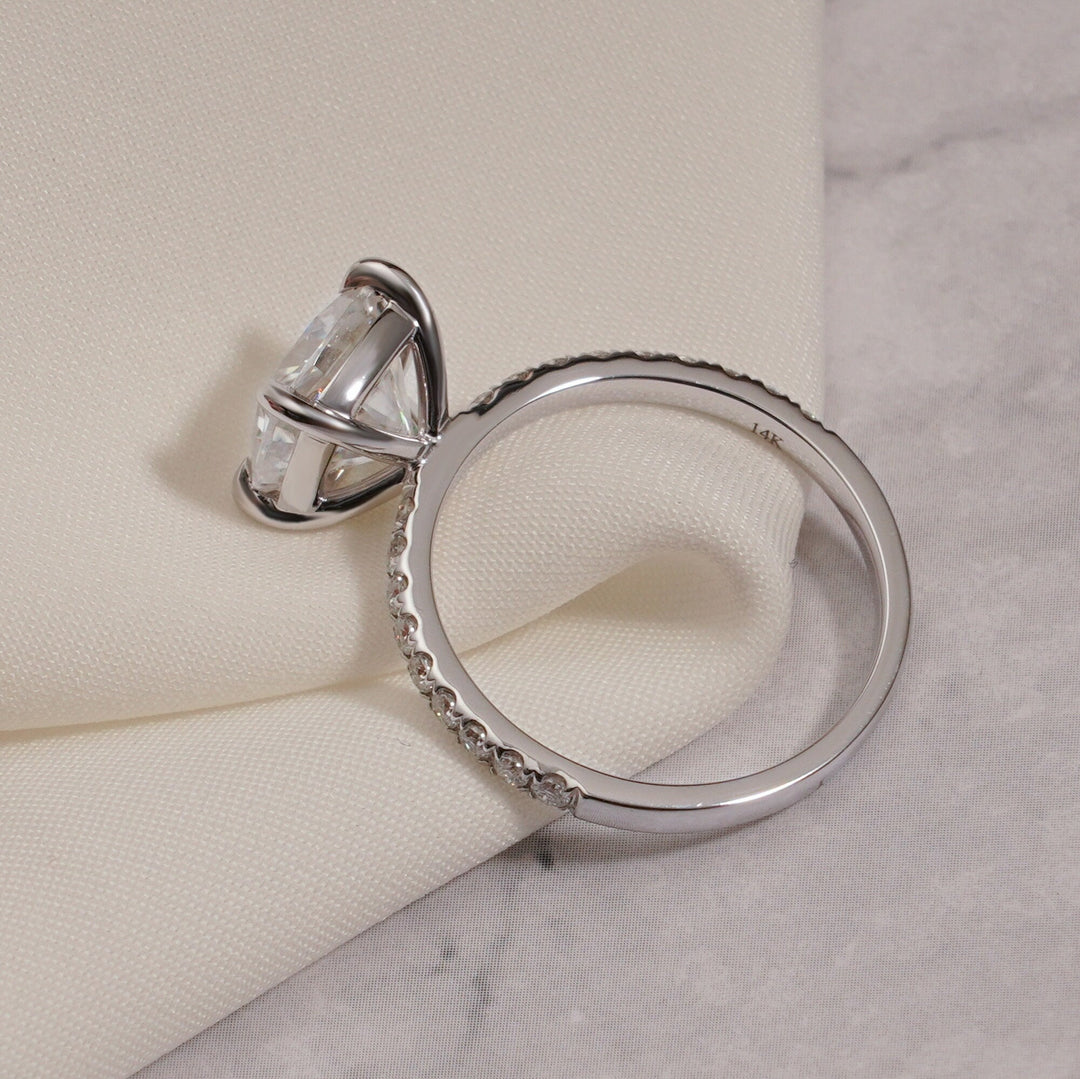 1.0ct-2.0ct Cushion Cut Lab Grown Diamond Pave Engagement Ring