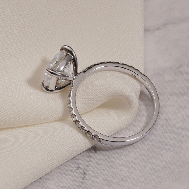 1.0ct-2.0ct Cushion Cut Lab Grown Diamond Pave Engagement Ring