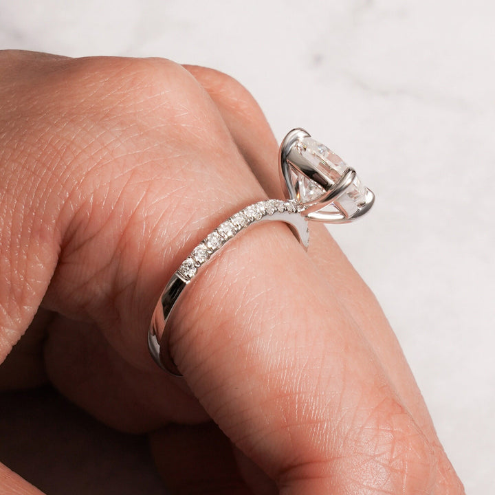 1.0ct-2.0ct Cushion Cut Lab Grown Diamond Pave Engagement Ring