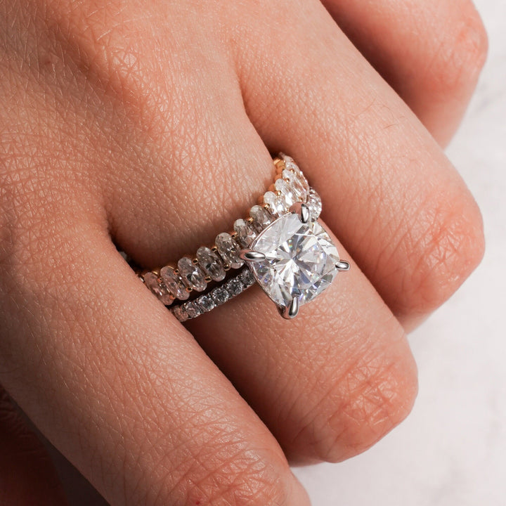 1.0ct-2.0ct Cushion Cut Lab Grown Diamond Pave Engagement Ring
