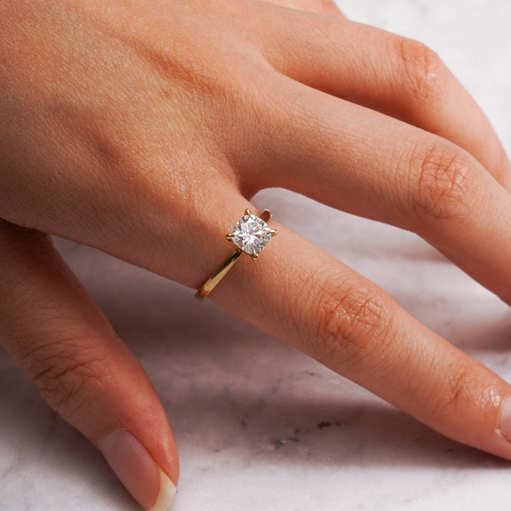 1.0ct-2.0ct Cushion Cut Lab Grown Diamond Solitaire Engagement Ring