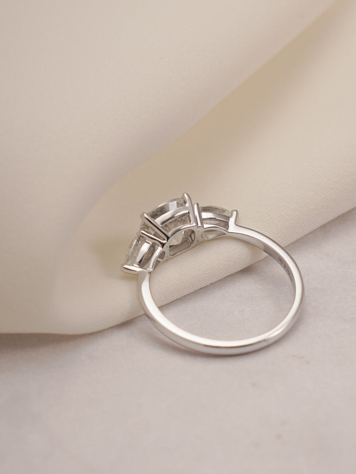 1.0ct-2.0ct Cushion Cut Lab Grown Diamond Three Stone Engagement Ring