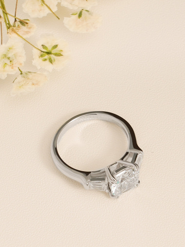 1.0ct-2.0ct Cushion Cut Lab Grown Diamond Three Stone Engagement Ring